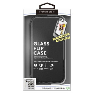 PGA�@iPhone 16e �K���X�t���b�v�P�[�X Premium Style �u���b�N�@PG-25KGF01BK