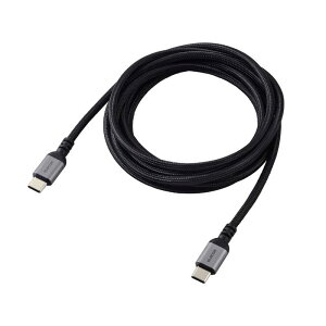 �G���R���@ELECOM�@USB Type-C �P�[�u�� USB-C to USB-C 2m PD 100W �}���[�d �f���ɋ��� ���ϋv �i�C�������b�V���u���b�N�@MPA-CC5PAN20BK