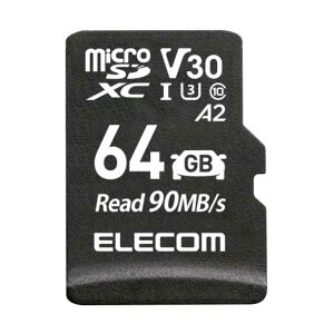 GR@ELECOM@micro SDJ[h 64GB Class10 UHS-I U3 V30 A2 microSDXC Ǎő90MB/s@MF-DRMR064GU13