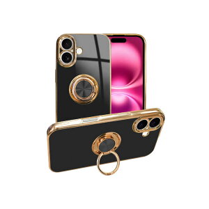 shizukawill�@iPhone16 �P�[�X �J�o�[ �����O�t���P�[�X �O���b�e�B�A �u���C�g�u���b�N�@APIP16CL5BK