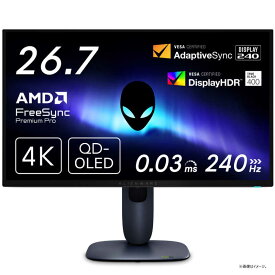 DELL　デル　ゲーミング液晶ディスプレイ Alienware/QD-OLED/240/0.03ms/P対 ［26.7型 / 有機EL 4K(3840×2160) / ワイド］ ブラック　AW2725Q-R
