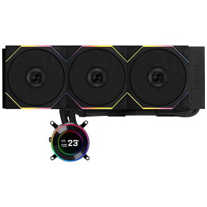 LIANLI�@CPU�N�[���[ 120mm�t�@��x3 �mLGA1851/1700�EAM5/AM4�n HydroShift II LCD-C 360TL �u���b�N�@LL-HS2-LCD-360TL-BK