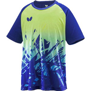 バタフライ 卓球用品 Butterfly ユニセックス エクステラ・Tシャツ ネイビー/グリーン SS 46430