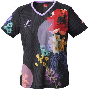 ニッタク 卓球用品 レディース モダンフラワーシャツ 2XO ブラック NW-2221