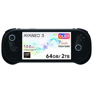 AYANEO@3 K m7.0^ /Windows11 Home /AMD Ryzen AI 9 /F64GB /SSDF2TB /pŃL[{[hn X^[[ubN@AYA3-OL376420-BKR