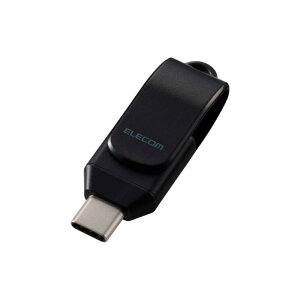�G���R���@ELECOM�@USB������ 64GB USB Type-C �����]�� iPhone/iPad/Android/PC�Ή� ��]���R�l�N�^ �X�g���b�v�z�[���t �Z�L�����e�B�Ή� �u���b�N�@MF-CEU3064GBK