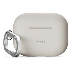ELAGO AirPods Pro3 対応 ケース 耐衝撃 落下防止 カラビナ 付 おしゃれ シリコン カバー ワイヤレス充電 対応 ストーン EL_A3PCSSCN3_ST