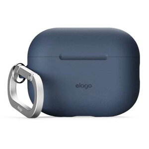 ELAGO AirPods Pro3 対応 ケース 耐衝撃 落下防止 カラビナ 付 おしゃれ シリコン カバー ワイヤレス充電 対応 ジーンインディゴ EL_A3PCSSCN3_JI