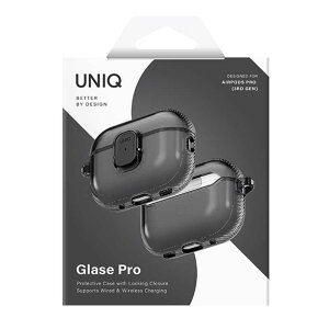 KENZAN�@AirPodsPro3�P�[�X UNIQ TPU�P�[�X GLASE PRO GLOSSY SMOKE GLOSSY SMOKE�@UNIQ-AIRPODSPRO3-GLSPGSMK