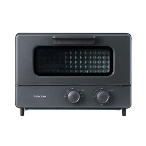 テスコム トースター 4枚焼き オーブントースター コンパクト 無段階温度調節 1200W タイマー30分 遠赤外線ヒーター 鉄製フレーム扉 パンくずトレイ付 ブラック TSB60A-K