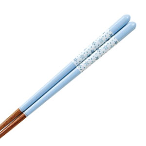 イシダ 箸 子供用 18cm パステルフラワー 食洗機対応 すべり止め 木製 天然木 漆 ブルー 17051