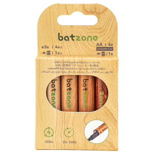 BATZONE�@���`�E���C�I���[�d�r �P3(4�{����) Type-C�P�[�u���t�@P2-LI2A-2220C-4