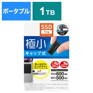 �G���R���@ELECOM�@SSD �O�t�� 1TB USB3.2 Gen1 �Ǐo�ő�400MB/�b �����^ USB�������^ �|�[�^�u�� �L���b�v�� ���� �ϏՌ� �u���b�N�@ESD-EXS1000GBK