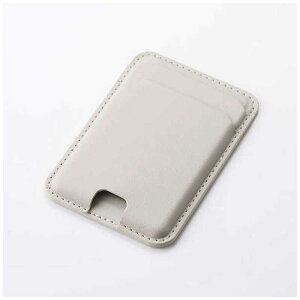 エレコム ELECOM MagSafe カードケース iPhone用 2枚収納 レザー風 薄型 マグネット脱着 オープンポケット スマホ カード入れ MAGKEEP ベージュ AMS-MAGCDBG