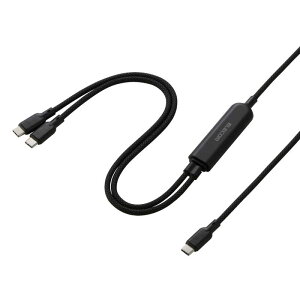 �G���R���@ELECOM�@2in1 USB�P�[�u�� Type-C�{Type-C �i�C�������b�V�� USB Power Delivery�Ή� �ő�140W 1.2m�@U2C-CCCA12BK