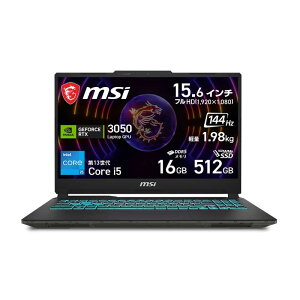 MSI�@�Q�[�~���O�m�[�gPC �m15.6�^ / Win11 Home / Core i5 / ������16GB / SSD512GB �n �u���b�N �� �X�P���g���@CYBORG-15-A13UC-3250JP