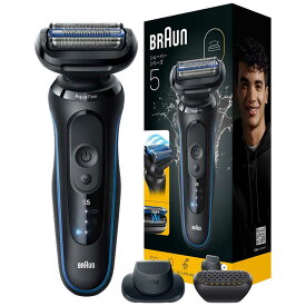 ブラウン　BRAUN　電気シェーバー シリーズ5 電動 髭剃り メンズ お風呂剃りシェーバー キワぞりトリマー 防水設計 充電式 コードレス ディープキャッチ網刃 ブルー　53-B12000S