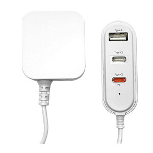 ���X�^�o�i�i�@AC�[�d�� 1.2m���� C×2 A×1 PD20W �mUSB Power Delivery�Ή��n �z���C�g�@R12AC2CA20W01WH