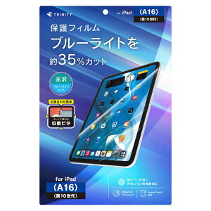 �g���j�e�B�@iPad(A16 / ��10����) �u���[���C�g�ጸ ��ʕی�t�B���� �ʒu�s�^ ����@TR-IPD26-PFI-BCCC