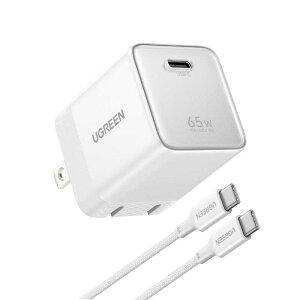 �y2026�N06��01�������\��zUGREEN�@Nexode Air �}���[�d�� 65W 1�|�[�g USB-C�P�[�u���t�� �mQuick Charge�Ή� / 1�|�[�g / GaN(�����K���E��) �̗p�n �V���o�[�z���C�g�@65783