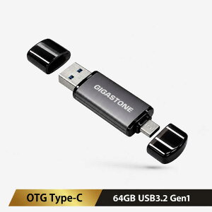 GIGASTONE�@USB������ 64GB USB 3.2 2in1 OTG Type-C �� USB-A�Ή� �m64GB / USB TypeA�{USB TypeC / USB3.2 / �L���b�v���n�@GJU3-SP-AC44S64GB