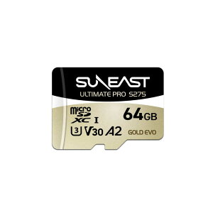 SUNEAST�@ULTIMATE PRO S275 GOLD EVO microSDXC�J�[�h �ő�Ǎ����x250MB/s �ő发�����x190MB/s SD�ϊ��A�_�v�^�[�t �mClass10 / 64GB�n�@SE-MS1064G23G1F