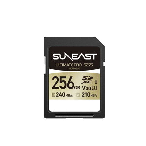 SUNEAST�@ULTIMATE PRO S275 GOLD EVO SDXC�J�[�h UHS-I V30 �ő�Ǎ�240MB/s �ő发��210MB/s 5�N�ۏ� �mClass10 / 256GB�n�@SE-FS1256G23G1F