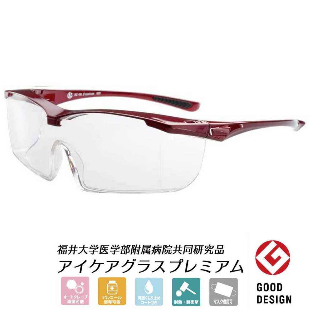 医療用 メガネ EC-01 Premium アイケアグラス プレミアム くもり止めゴーグル 飛沫 感染 予防 対策 防止 ウィルス
