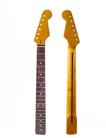 STストラトタイプ交換用ネック ギターパーツ ギターネック トラ杢ネック トラ杢メイプル MU0873