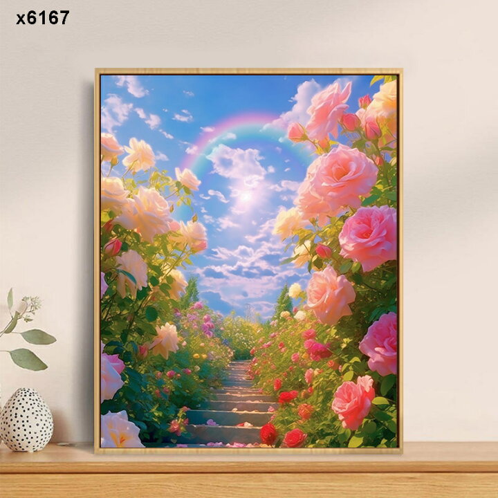 楽天市場】数字油絵 薔薇の庭 塗り絵 油絵セット 工具付き 内枠付き 