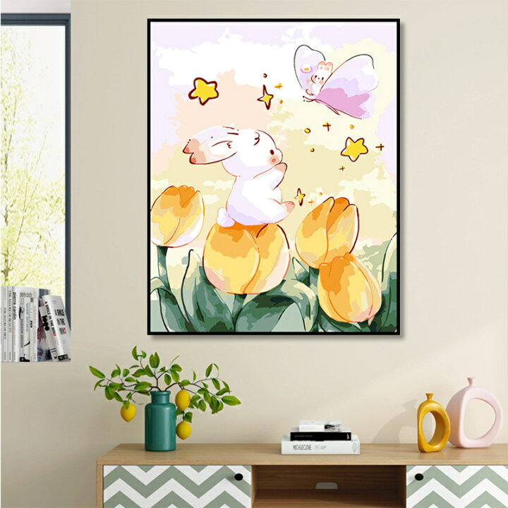 油絵◇眠りの兎◇インテリア絵画・油彩画 白兎を追え | hannahe rainbow