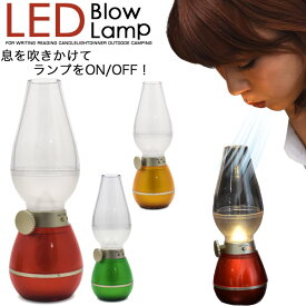 送料無料 息を吹きかけて電源ON/OFF LEDブローランプ オイルランプデザイン インテリア 安全 安心 充電式 microUSBケーブル 卓上 簡易照明 インテリアライト ランプ 灯 インテリア ディスプレイ 雰囲気作り 演出 ムード 明るさ調整可能 おしゃれ