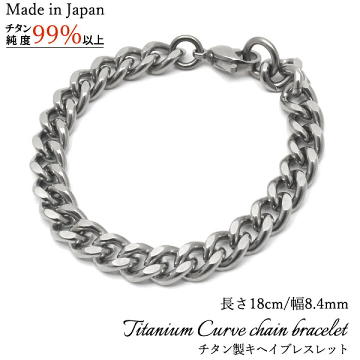 楽天市場】送料無料 チタン製 キヘイブレスレット 長さ18cm 幅8.4mm 