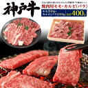 送料無料 神戸牛 食べ比べ焼肉セット 合計400g(2～3人用) ブランド黒毛和牛 モモ カルビ お肉 牛肉 冷凍便 クール 和牛 肉 贅沢 ギフト 牛肉 高級 国産 ご褒美 贅沢 贈り物 証明書付き セット バーベキュー キャンプ 焼き肉 グランピング ブランド牛 直送w