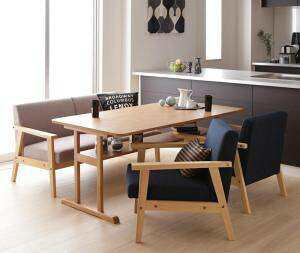 ダイニングテーブルセット 4人用 椅子 ソファー おしゃれ 安い 北欧 食卓 4点 ( 机+2Pソファ1+1Pソファ2 ) 幅150 デザイナーズ クール スタイリッシュ ミッドセンチュリー 2本脚 和モダン ファミ