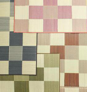 い草ラグ い草マット い草カーペット ござ 国産 日本製 夏用 正方形 裏張りなし 裏貼りなし 260×260 4畳半 4.5畳 5畳 可愛い かわいい 和風 アジアン モダン アーバン デザイン ブロックデザイン