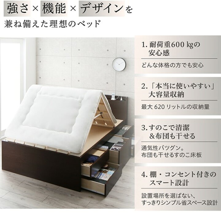楽天市場】シングルベッド 一人暮らし マットレス付き チェストベッド 