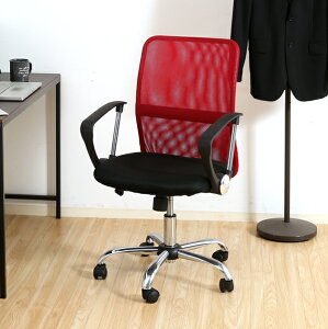 オフィスチェア 事務椅子 キャスター付き椅子 キャスター 椅子 チェア ハイバック メッシュ レッド 赤 デスクチェア 肘付き椅子 肘掛け椅子 肘置き 肘付 肘掛