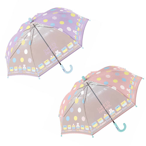 キッズ 傘 かわいい 女の子 小学生 通学 子供用 雨傘 手開き 早割クーポン 待望 スイーツアニマル 45cm 雨具