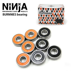 NINJA ニンジャ ベアリング BURNNIES bearing オレンジ＆ブラックシ-ルド/各4個 スケボー スケートボード パーツ【クエストン】