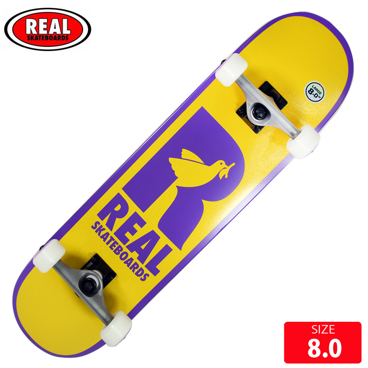 スケボー メンズ コンプリート リアル REAL COMPLETE DOVE II LG DECK 8.0 完成品  スケートボード SKATEBOARD 22SM 