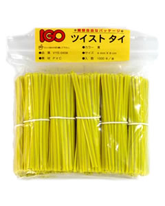 IGOツイストタイ アイジーオー結束タイ 商い ビニール タイ 並行輸入品 黄色 1000本 4mm×15cm １袋