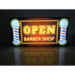 【LED2wayデザインライト】バーバー BARBER 理容室 床屋 散髪屋 サロン OPEN ネオン風 看板 インテリア 雑貨 置物◆Sサイズ-2◆