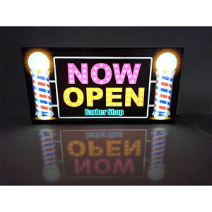 【LEDデザインライト】バーバー BARBER 理容室 床屋 散髪屋 サロン NOW OPEN WELCOME ネオン風 看板 インテリア 雑貨 置物◆Lサイズ-8◆