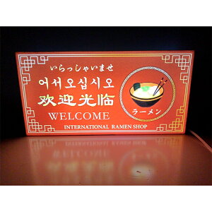【LEDデザインライト】ラーメン 中華 ラーメン屋 ラーメン店 中華料理店 フード フード店 飲食店 外国共通歓迎語 外国来客者様歓迎 WELCOME OPEN 看板 インテリア 雑貨 置物◆Lサイズ-1◆