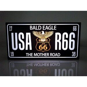【LED2wayデザインライト】ROUTE66 ルート66 BALD EAGLE アメリカ カルフォルニア アメ車 車 バイク ハイウェイ アメリカン雑貨 OPEN WELCOME 看板 インテリア 雑貨 置物◆Sサイズ◆