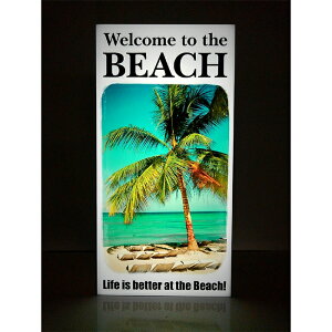 【LED2wayデザインライト】WELCOME TO THE BEACH ビーチ 海 海水浴場 砂浜 サーフィン 夏 サマー WELCOME OPEN 看板 インテリア 雑貨 置物◆Sサイズ◆