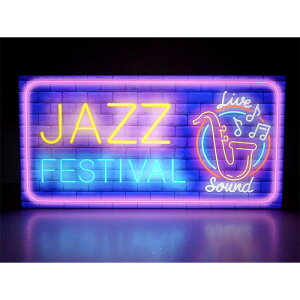【LED2wayデザインライト】ジャズ ジャズフェスティバル ジャズバー ジャズバンド バー ライブバー サックス ネオン風 看板 インテリア 雑貨 置物◆Sサイズ-2◆