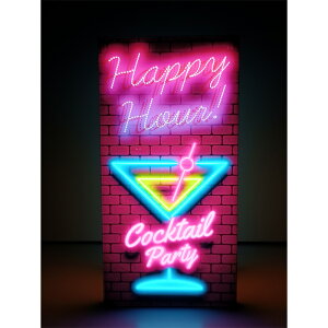 【LEDデザインライト】COCKTAIL PARTY カクテル カクテルバー バー ライブバー 飲食店 カクテルグラス アメリカン雑貨 WELCOME OPEN ネオン風 看板 インテリア 雑貨 置物◆Lサイズ◆