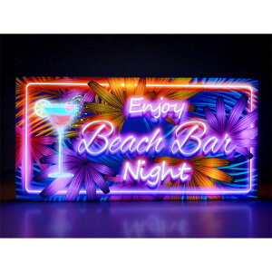 【LEDデザインライト】Beach Bar ビーチバーカクテル カクテルバー バー ライブバー 飲食店 カクテルグラス アメリカン雑貨 WELCOME OPEN ネオン風 看板 インテリア 雑貨 置物◆Mサイズ◆
